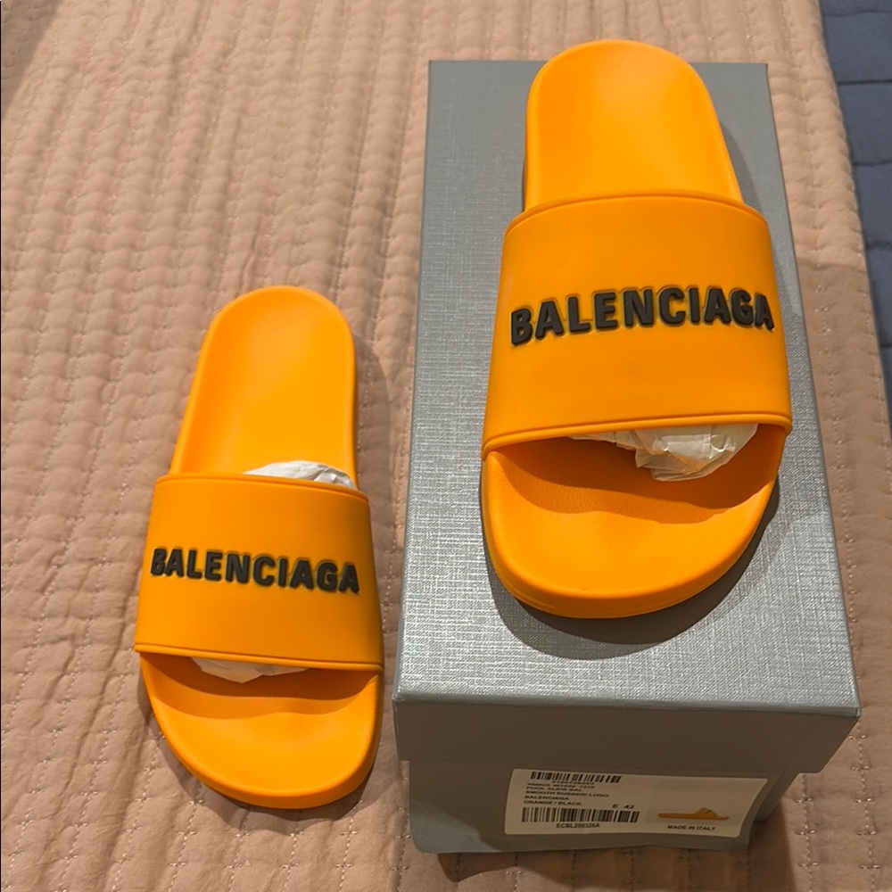 Balenciaga Vibrant Orange Slides
